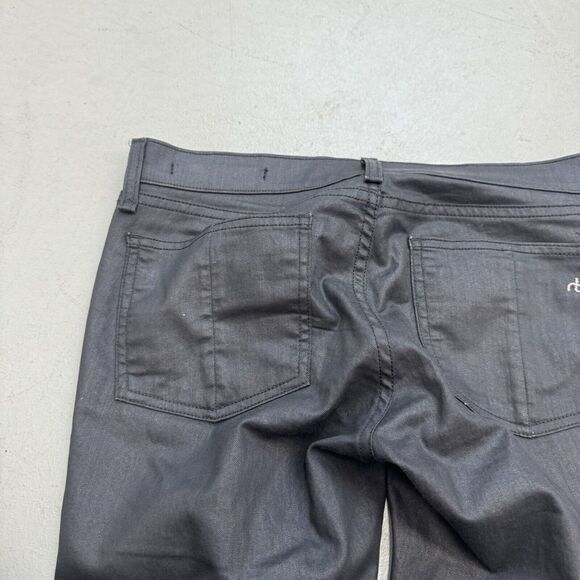 Rag & Bone Devi Skinny Jeans Lace Up Ankle Waxed Coated Black Wash Sz 28 (31x28) - Picture 8 of 9